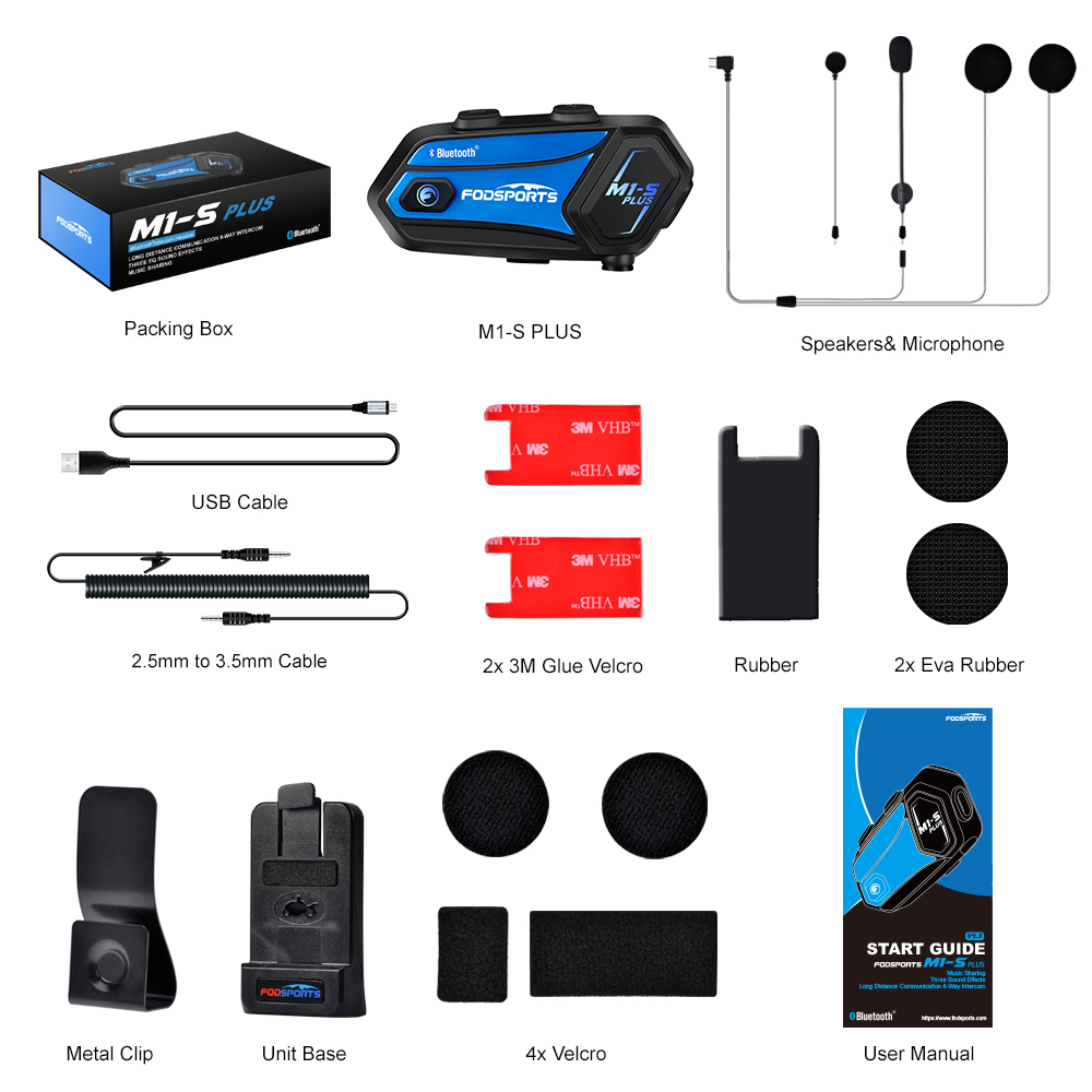 Motorcycle Intercom Group 10 Riders - Fodsports M1-S Plus Motorcycle Intercom,Bluetooth Helmet