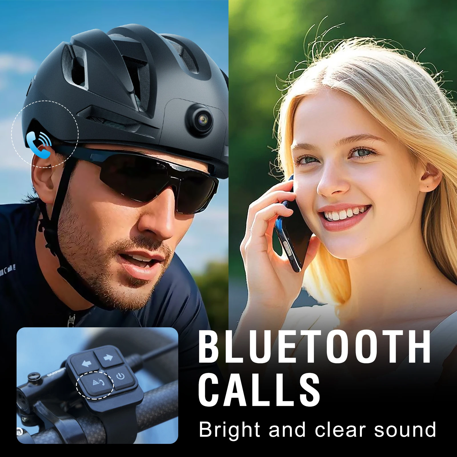Helmet Communication System Camera - Smart Helmet with Turn Signals, 1080p
