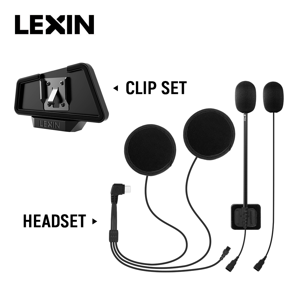 Bluetooth Headset Helmet 1000M - LEXIN LX-B4FM-X Intercom Headset&Clip Set for