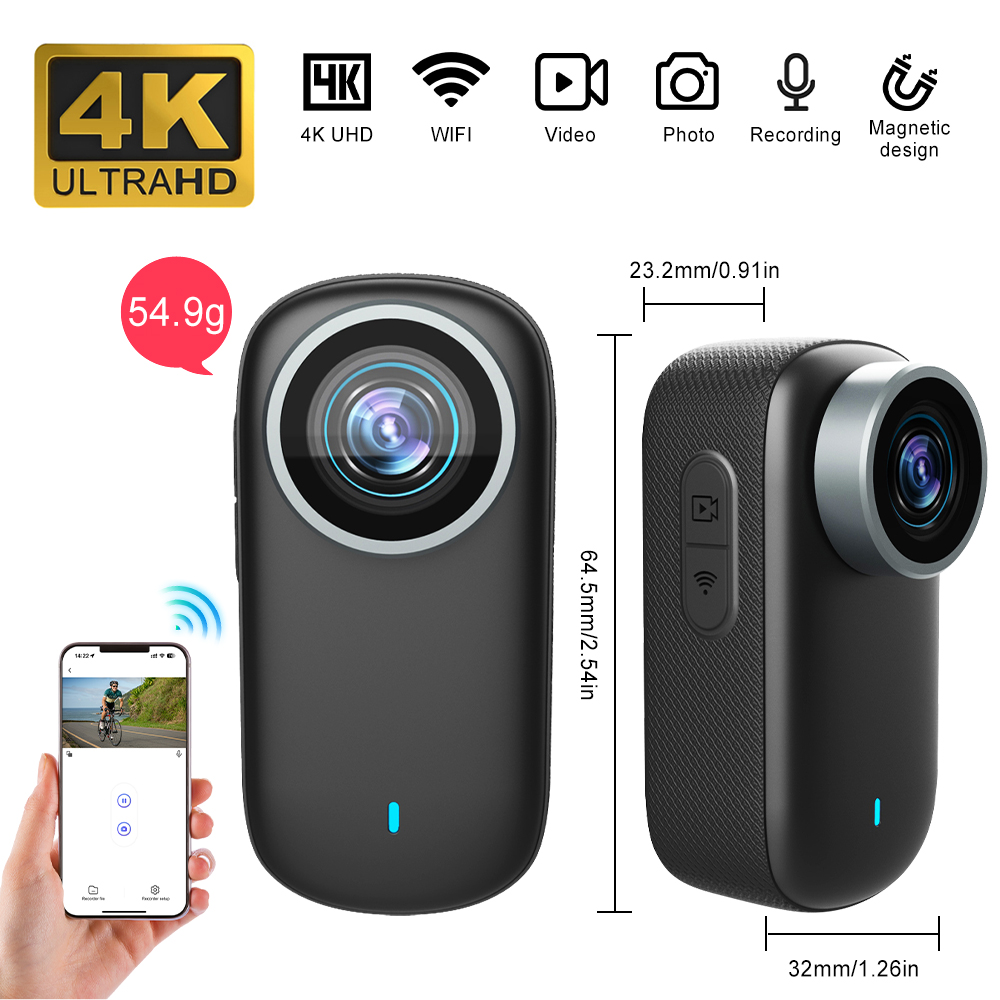 Helmet Communication System Camera - WiFi 4K Bodycam Action Bike Camera