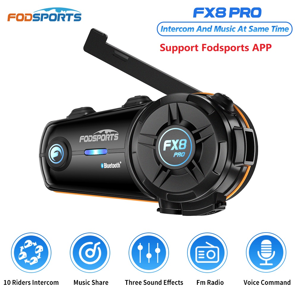 Motorcycle Helmet Intercom 6 Rider - Fodsports FX8 Pro Motorcycle Intercom Bluetooth