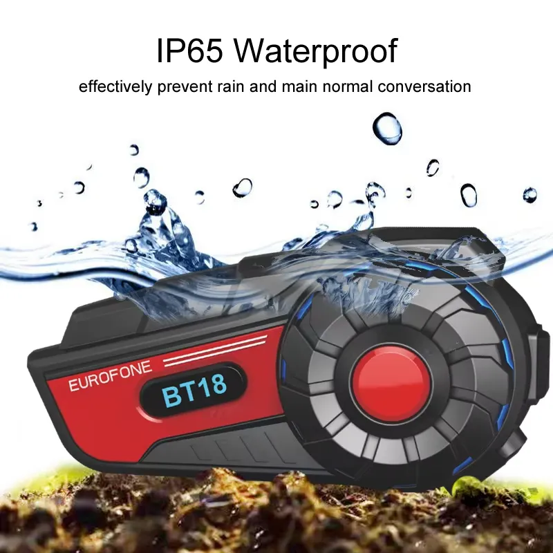 Helmet Bluetooth Headset Waterproof - BT18 Motorcycle Helmet Intercom IP67 Waterproof