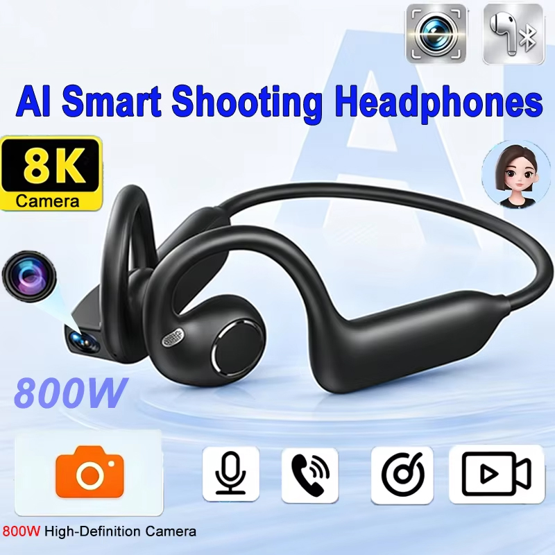 Helmet Communication System Camera - 4K Smart Headphones 8MP Camera Translation