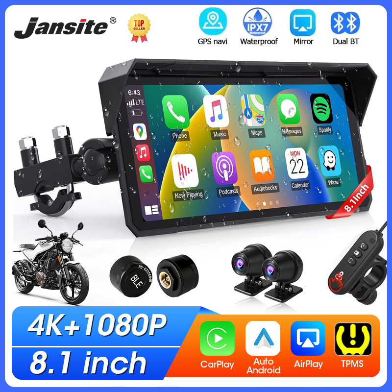Motorcycle Gps Navigator Waterproof - Jansite 8.1 Inch 4K Motorcycle CarPlay
