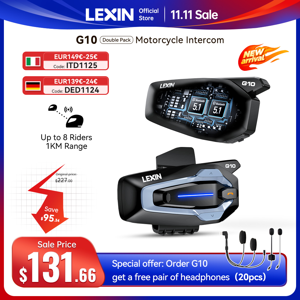Motorcycle Intercom With Fm Radio - NEW-LEXIN G10 Motorcycle Helmet Intercom, 8