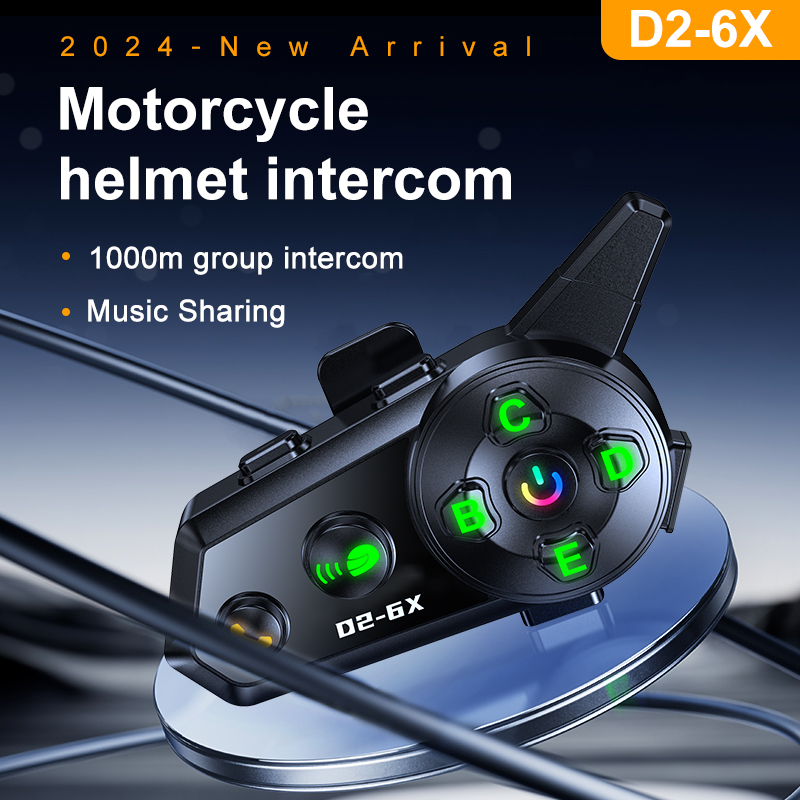 Motorcycle Helmet Intercom 6 Rider - D2-6X Motorcycle Helmet Bluetooth Intercom for