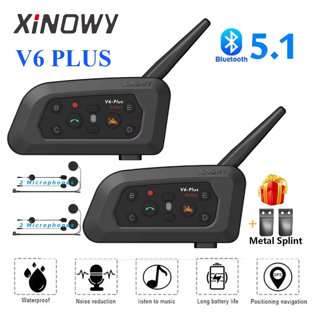 Motorcycle Helmet Intercom 6 Rider - XINOWY V6 Plus Motorcycle Helmet Bluetooth