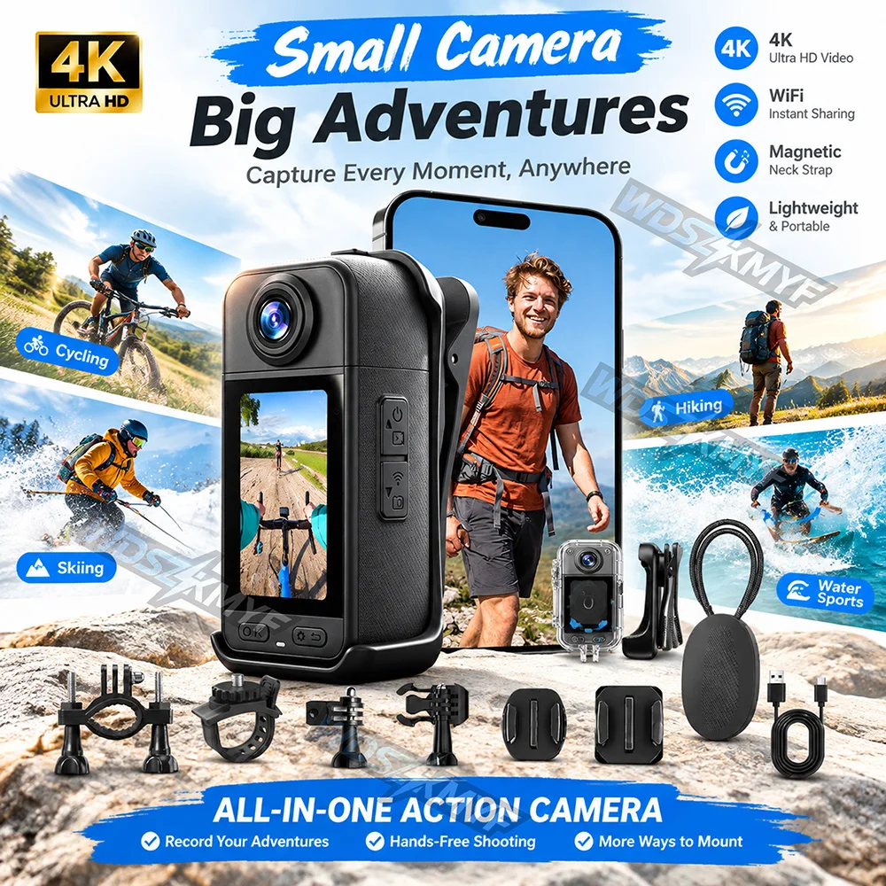 Helmet Camera 4K Wifi - 4K Thumb Action Camera 1.47