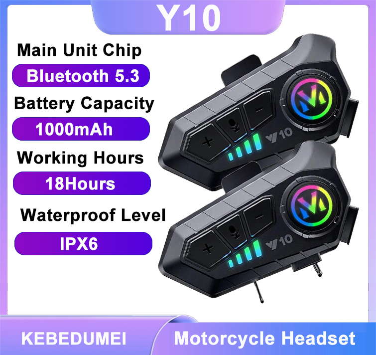 Motorcycle Intercom With Fm Radio - Y10 Motorcycle Bluetooth 5.3 Helmet Headset