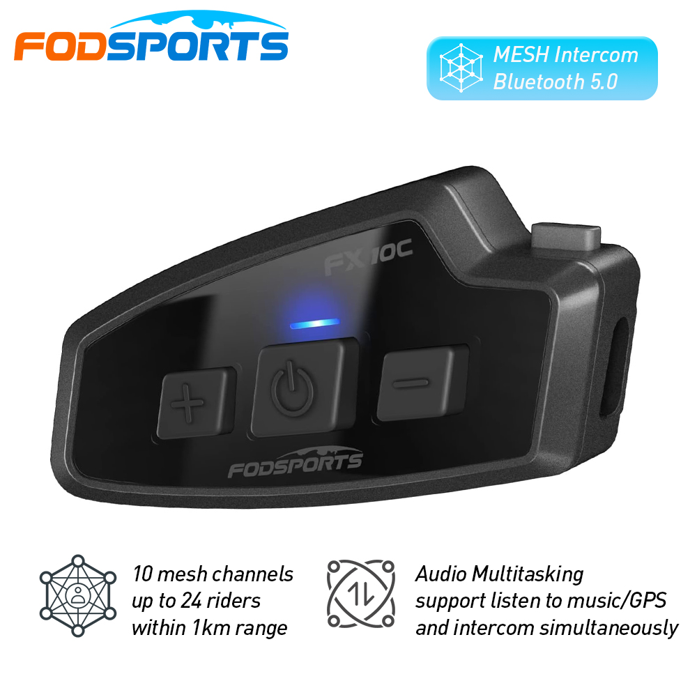 Bluetooth Headset Helmet 1000M - Fodsports FX 10C Motorcycle Mesh Intercom
