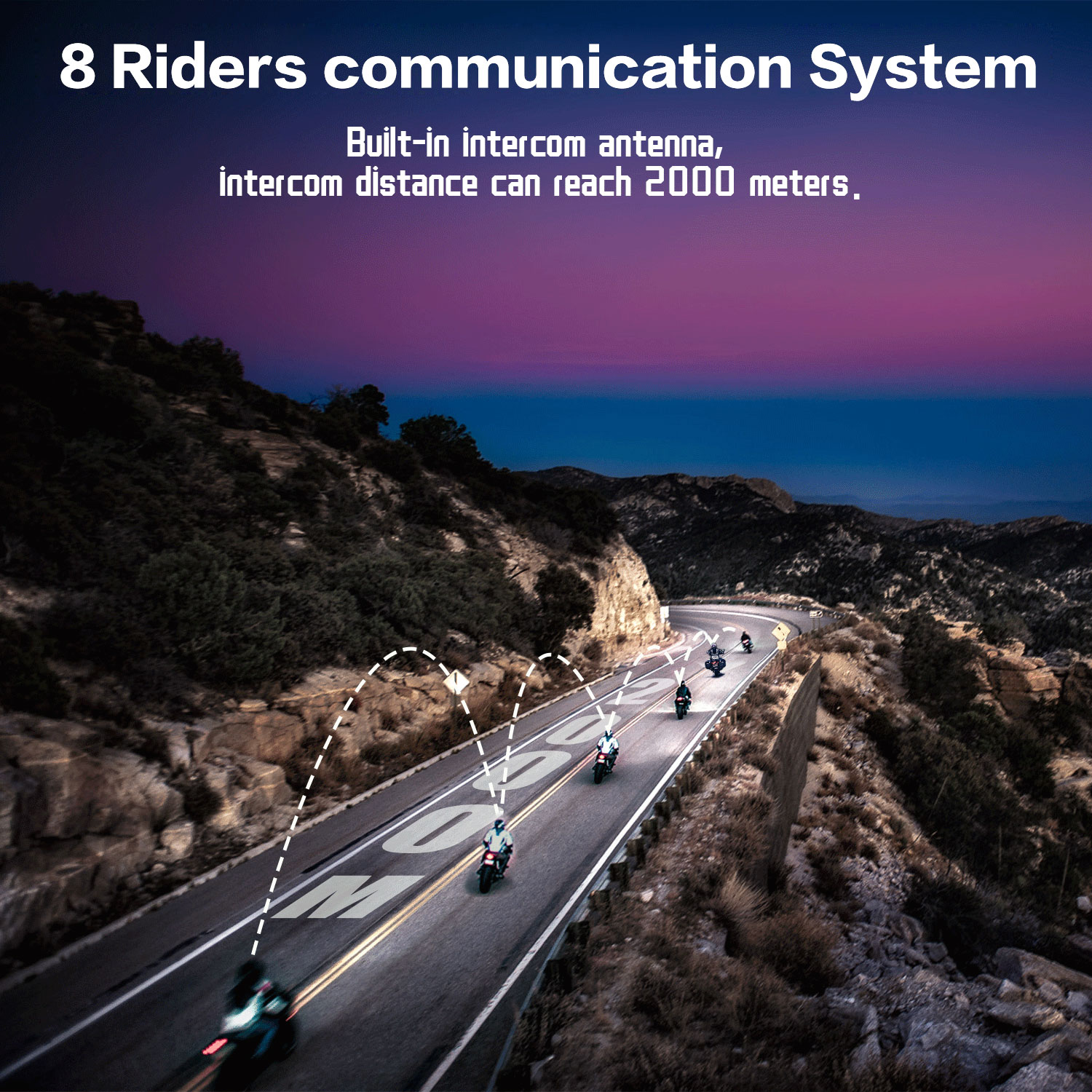 Fodsports M1S Pro 8 Riders 200 - Motorcycle Intercom Mesh 2000M review and price