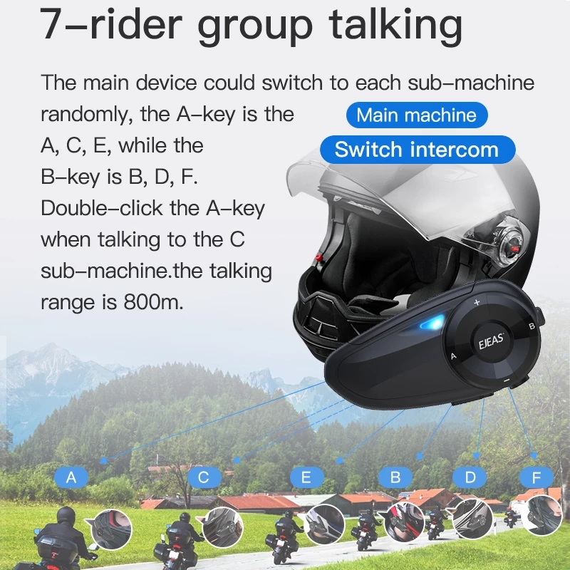 EJEAS Q7 Motorcycle Helmet Hea - Motorcycle Helmet Intercom 6 Rider review and price