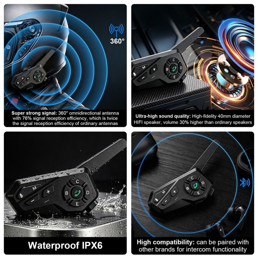 X6 Motorcycle BLE Helmet Heads - Motorcycle Helmet Intercom 6 Rider review and price