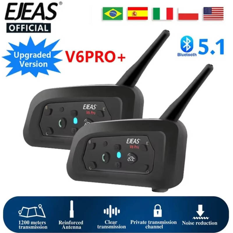EJEAS 2Pcs Type C V6 Pro Moto  - Motorcycle Helmet Intercom 6 Rider review and price