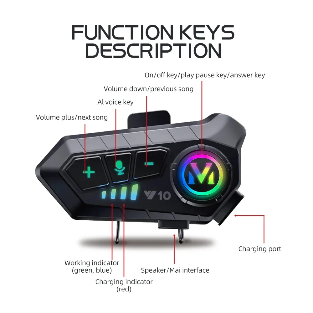 Y10 Motorcycle Bluetooth 5.3 H - Motorcycle Intercom With Fm Radio review and price