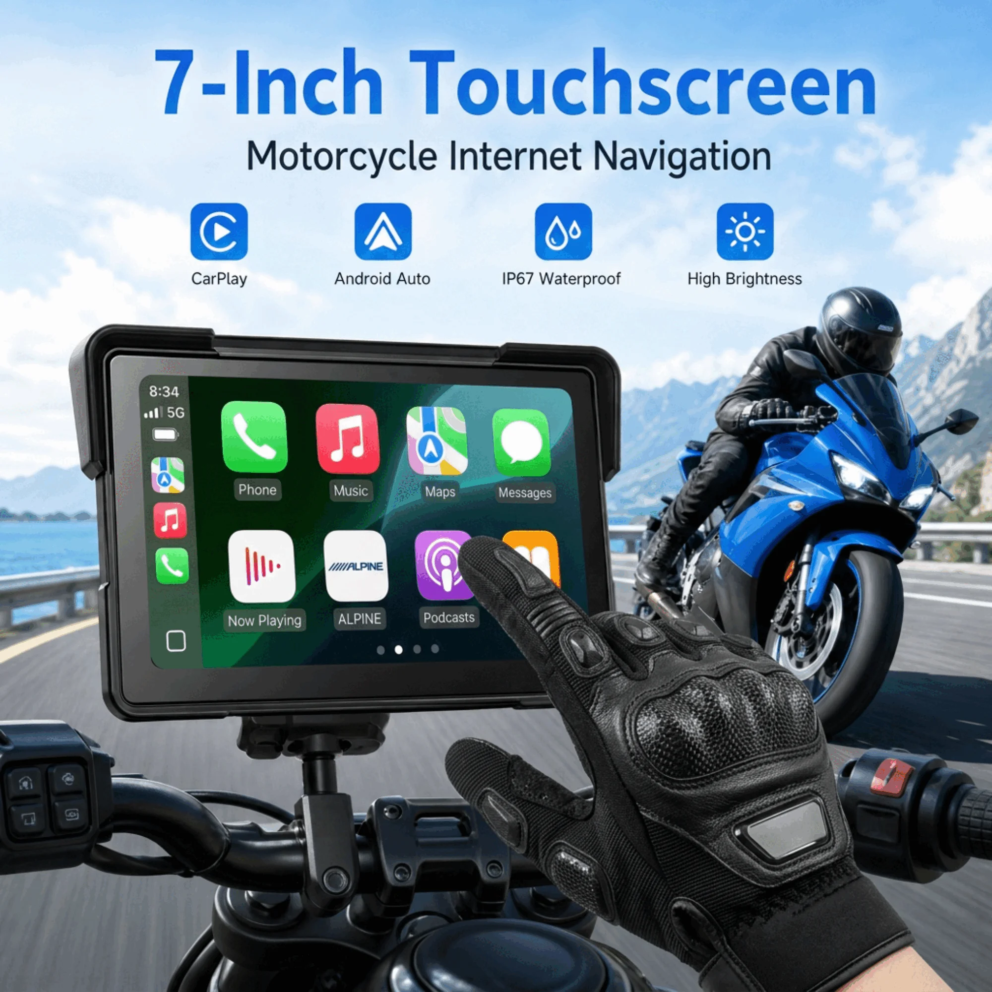 Aoocci C7 7in Motorcycle Carpl - Motorcycle Gps Navigator Waterproof review and price