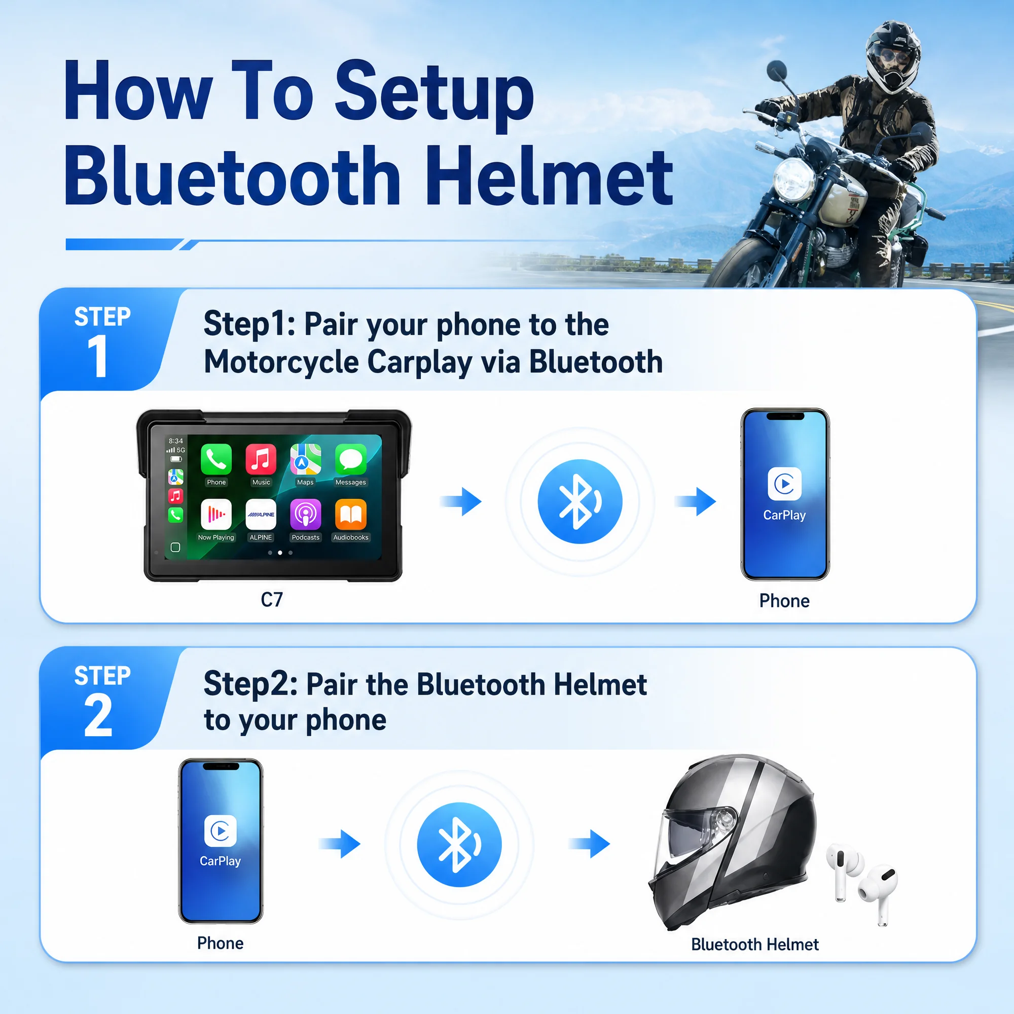 Aoocci C7 7in Motorcycle Carpl - Motorcycle Gps Navigator Waterproof review and price
